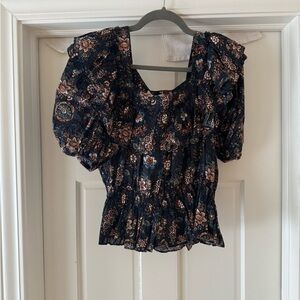 Ulla Johnson Floral Puff Sleeve Top